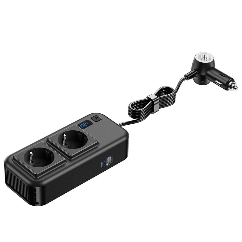 Bluejw DC 12V to 110V/220V 200W Car Power Inverter with 30W USB-C PD3.0 & 4 USB Car Charger, Automobile Adapter Outlet for Laptop/Tablet/Phone - Image 4